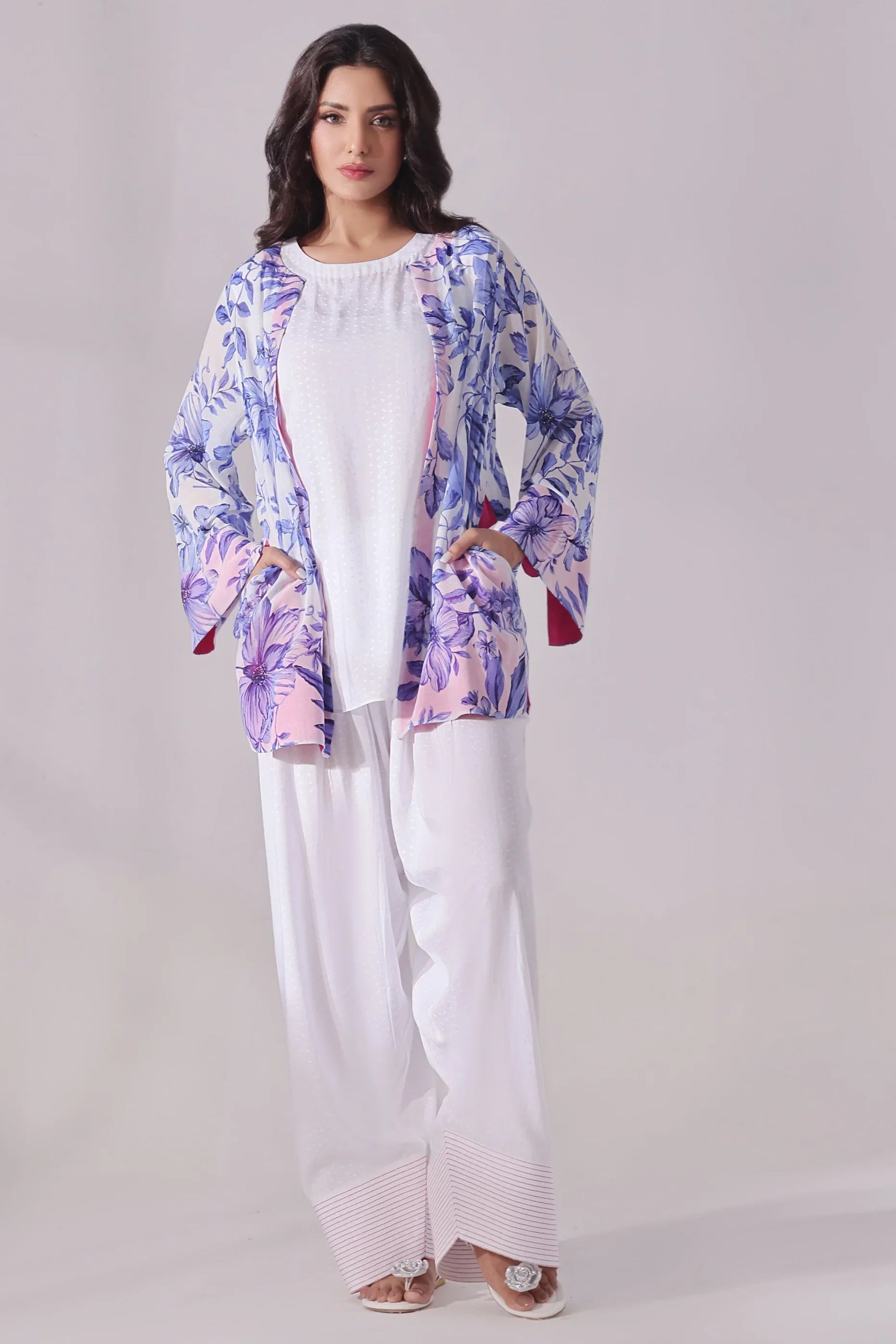 CARDIGAN with Shirt & Farshi Bottom