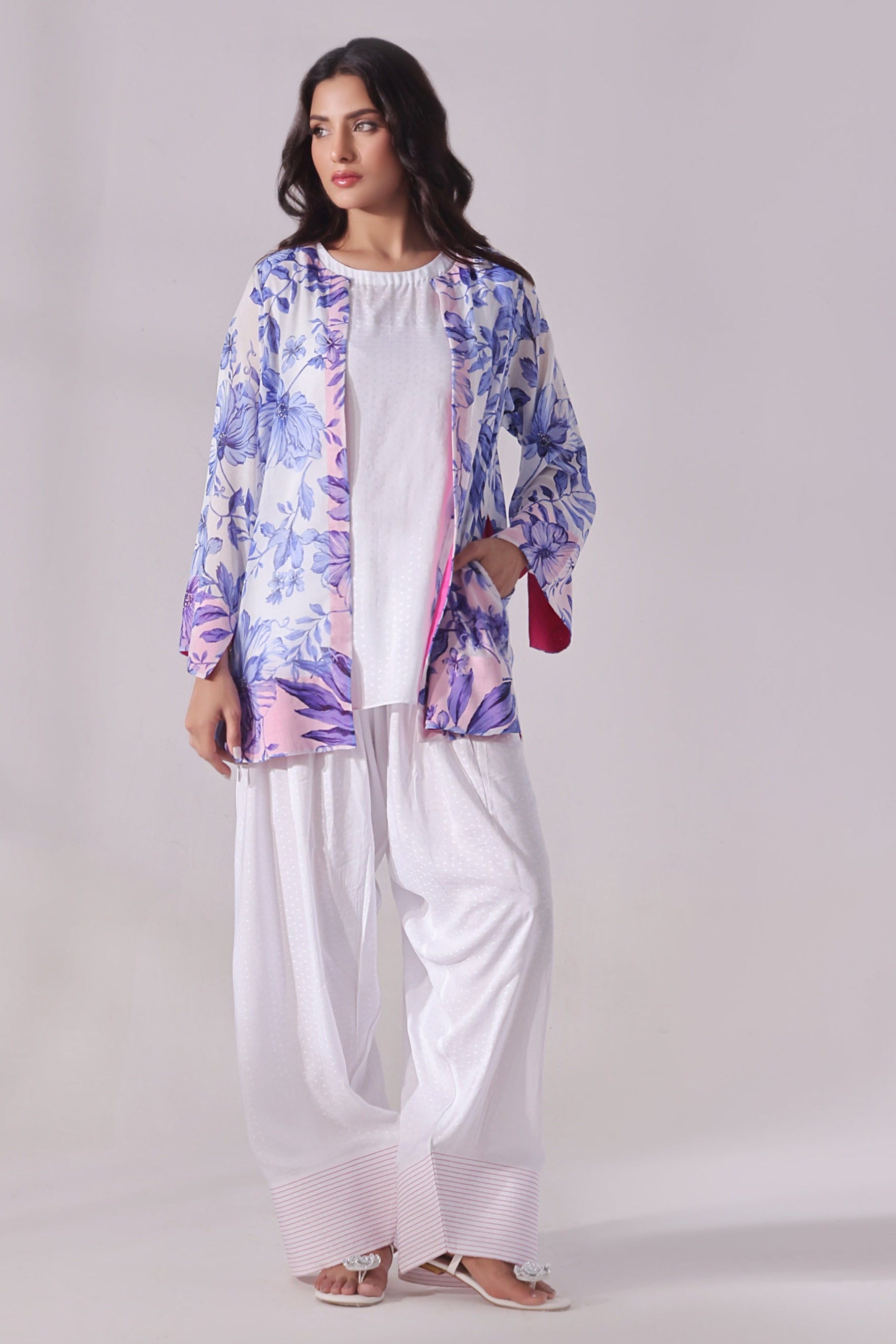 CARDIGAN with Shirt & Farshi Bottom